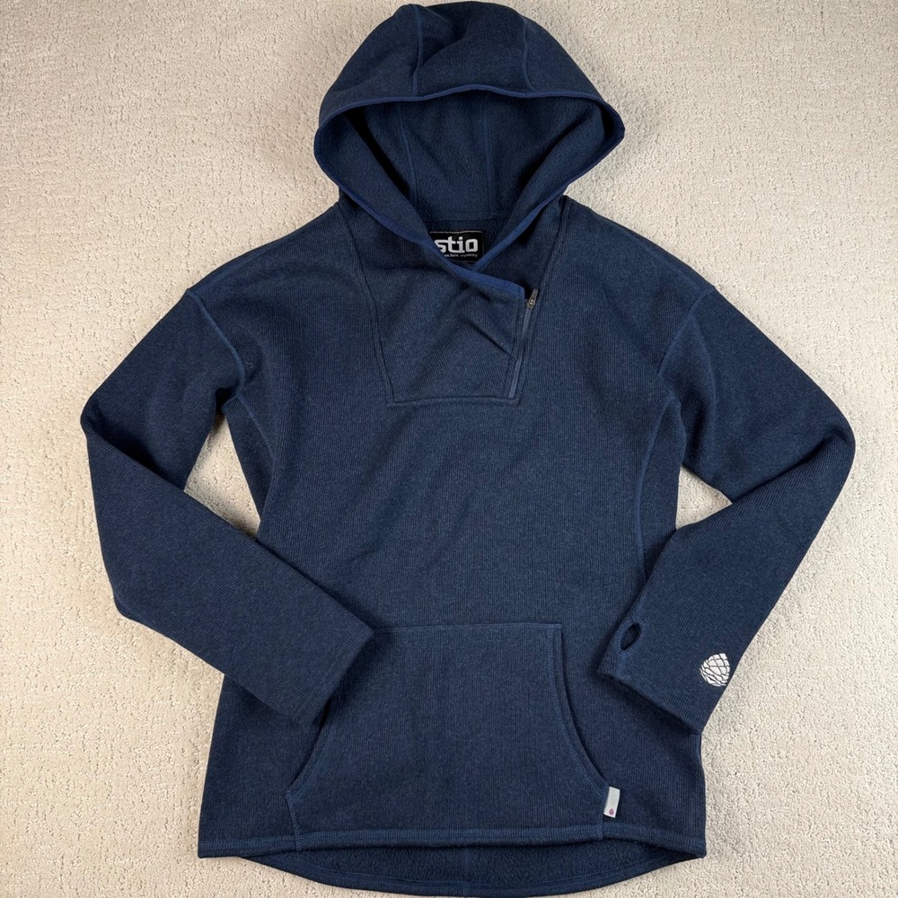 Stio Jackson Hole Womens Pullover Hoodie Recycled Polyester Blue Size M